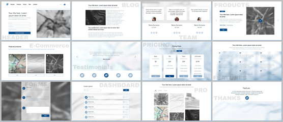 Set of vector templates for website design, minimal presentations, portfolio. Simple elements on white background. Templates for presentation slides, flyer, leaflet, brochure cover, annual report.