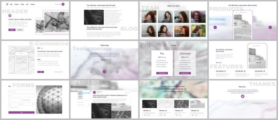 Set of vector templates for website design, minimal presentations, portfolio. Simple elements on white background. Templates for presentation slides, flyer, leaflet, brochure cover, annual report.