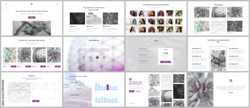 Poster set of vector templates for website design, minimal presentations, portfolio. simple elements on whi