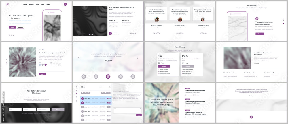Poster set of vector templates for website design, minimal presentations, portfolio. simple elements on whi