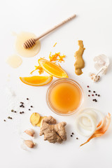 Set of spices for barbecue marinade on white background