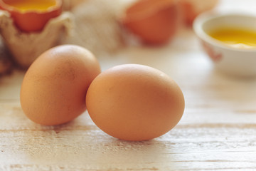 eggs on wooden background