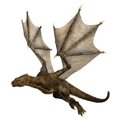 3D Rendering Fairy Tale Dragon on White