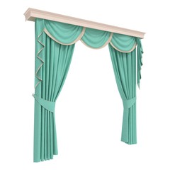 Classic curtain. Isolated on white. 3D illustration