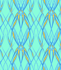 Background refined from abstract plant elements of a blue yellow green
