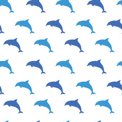 Seamless Repeatable Pattern of Jumping Playful Dolphin