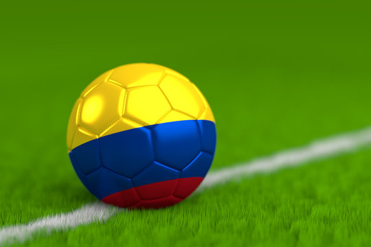 Soccer Ball With Colombian Flag 3D Render
