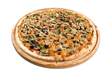 Italian kitchen and cooking concept. Hot tasty sliced ingredients mushrooms. Eat delivery.