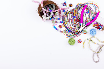 Gemstone and glass beads, materials for handmade jewelry