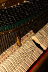 Piano strings sound tuning music.