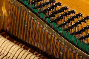 Piano strings sound tuning music.