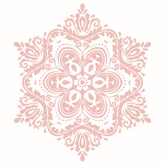Elegant pink ornament in classic style. Abstract traditional pattern with oriental elements. Classic vintage pattern