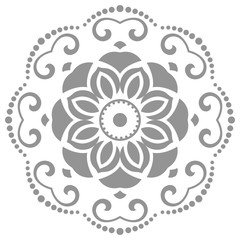 Floral round pattern with arabesques. Abstract oriental ornament. Vintage classic pattern