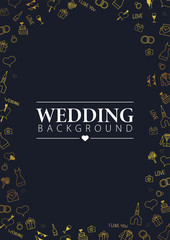 Wedding Background with hand draw doodle elements. Vector Illustration
