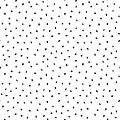Seamless background with black random elements. Abstract ornament. Dotted abstract pattern