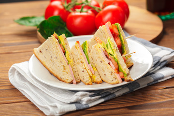 sandwich on a wooden table