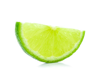 Piece lemon on white background