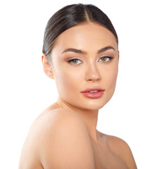 Fototapeta premium Beauty Woman face Portrait. Beautiful Spa model Girl with Perfect Fresh Clean Skin.
