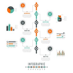 Infographic timeline template can be used for chart, diagram, web design, presentation, advertising, history. Vector infographic illustration