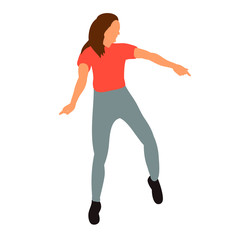  isolated, flat style girl dancing