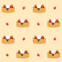 cute cartoon pancakes seamless vector pattern background illustration 