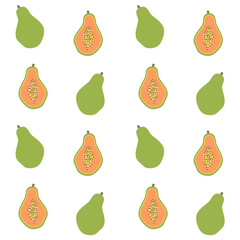 cute seamless vector pattern background illustration with papaya