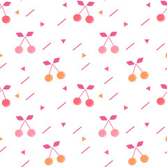 cute colorful seamless vector pattern background illustration with cherries