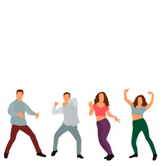 Fototapeta premium vector, isolated, flat style girls and boys dance dancing