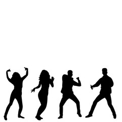 white background silhouette people dancing dancing