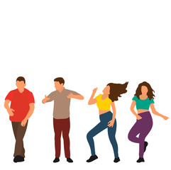 Obraz premium vector, isolated, flat style girls and boys dance dancing