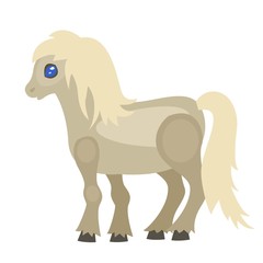 Cute cartoon pony horse with blond mane