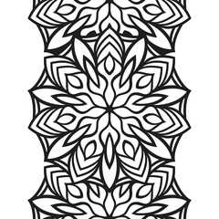 Seamless border for coloring book. Floral mandala ornament for antistress adult drawing. Suitable for laser cutting.