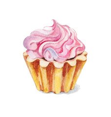 watercolor illustration background cupcake cream