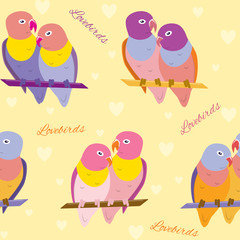 Seamless pattern with lovebirds