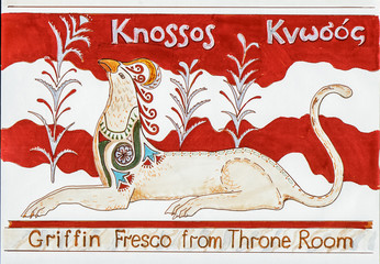 Knossos Palace Griffin fresco