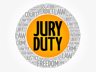 Jury Duty word cloud collage, law concept background