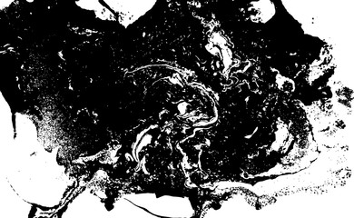 Black and white liquid texture. Watercolor hand drawn marbling illustration. Abstract vector background. Monochrome marble pattern.