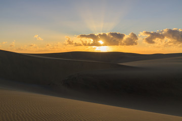 Rippled and smooth sand of dunes of Maspalomas in Gran Canaria.