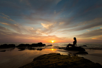 Tourist watching sunset Koh Kradan