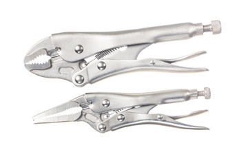 Metal adjustable pliers wrench isolated on white