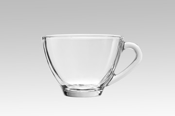 teacup glass clear with clipping path on gradient background