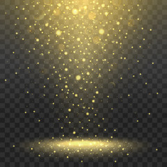 Gold spotlights on transparent background