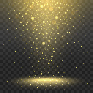 Gold spotlights on transparent background