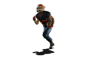Fototapeta na wymiar Isolated American football player in white background