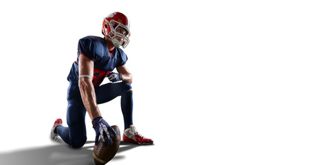 Isolated American football player in white background © Alex