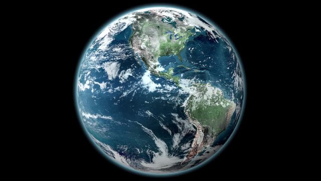 isolated realistic Earth rotating slowly on black background in 4K and 1080 HD