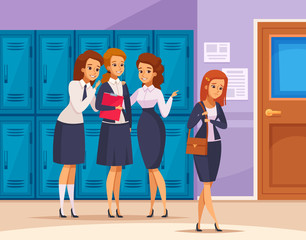 Fototapeta premium School Girls Bullying Composition