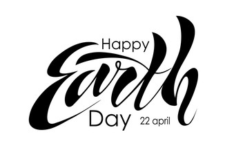 Fototapeta premium handwritten text, calligraphy, lettering Happy Earth Day