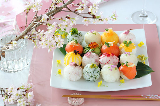 手まり寿司　お花見
