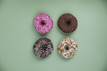 donuts on green background